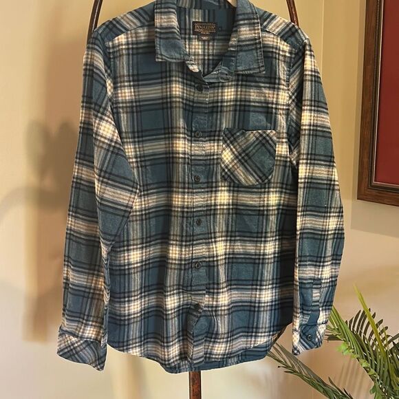 PENDLETON Blue Plaid Flannel Shirt - Picture 1 of 4